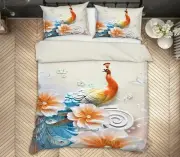 3D Orange Peacock ZHUA1405 Bed Pillowcases Quilt Duvet Cover Set Queen King Zoe