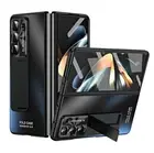 For Samsung Galaxy Z Fold6 Fold5 Fold3 Metal Stand Matte Case with Screen Cover