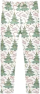 [Joisal] Christmas Tree White Pants for Girls, Suitable for Girls Workout Leggings, Leg Warmers for Girls, 4-10T