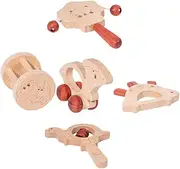 MUSISALY 5pcs Wooden Rattle Handheld Sound Instruments for Grip Training Music Stimulation Safe Lightweight Wood Bells for Early Learning and Sensory Development
