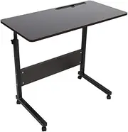 Adjustable Laptop Desk Study Desk Removable Mobile Phone Table for Bedside White Wood Color (Walnut Color)