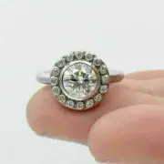 Art Deco Style 2.3Ct Round Lab Created 14K White Gold Fn Engagement Ring
