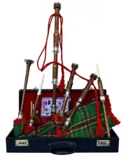 Highland Rosewood Bagpipe For Sale Natural Finish With Tara Murphy Tartan Cover