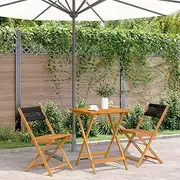 3 Piece Bistro Set Black Polypropylene and Solid Wood, Garden Furniture Sets