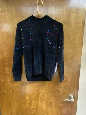 Women NWT "Modcloth" black /colorfull accent beads pullover sweater. Size XS