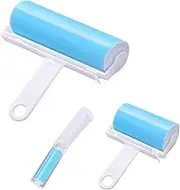 MUEDRT Lint Roller 3 Pack, Washable Lint Roller Reusable Pet Hair Remover Cleaner with Cover for Clothes, Pet Hairs, Include Large/Medium/Small Size