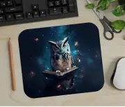 Owl wise book galaxy background Art Computer Mouse Pad Gift Floral Wisdom