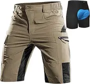 [Cycorld] Mountain-Bike-Shorts-Mens-Padded MTB Biking Baggy Cycling Short Padding Liner with Zip Pockets