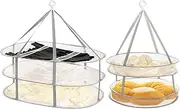 AUTODECO 2 Pack 2-Tier & 3-Tier Folding Mesh Clothes Hanging Dryer, Sweater Drying Rack, Large Laundry Drying Rack, Lay fold Flat Dry Hanger, Mesh Clothes Hanging Dryer - L(2Tier)+XL(3Tier)
