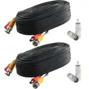 Postta BNC Video Power Cable (2 Pack 60 Feet) Pre-Made All-In-One Video