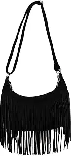 [Tekzitfuir] Women Fringe Hippie Crossbody Bag Faux Suede Shoulder Bag Hobo Tassel Messenger Bag Boho Purse