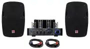 Rockville BluTube LED Tube Amplifier Amp Home Bluetooth Receiver+(2) 8" Speakers