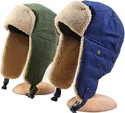 KJIASDFE Bomber Hats Warm Hats Cotton Earflap Hat Men Women Ear Flap Winter Hat Windproof Cycling Skiing Winter Snow Hats Warm,Khaki-S58cm