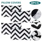 4Pcs Geometric Pattern Cushion Covers Black White Rectangle Pillow Cases Calci