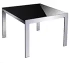 Forza Square Coffee Table Metal Frame Glass Top 600mm x 600mm Black