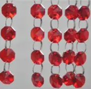 5Pcs Chain Red 14MM Octagon Crystal Beads Chandelier Lamp Parts Prism Ornament