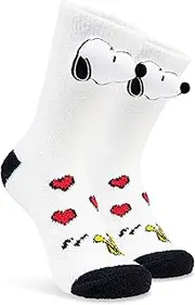 [Peanuts] Snoopy Women's Cosy Socks Non-Slip - Gifts for Women, White, Einheitsgröße