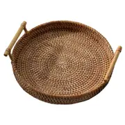 1pc Handmade Rattan Basket Fresh Fruit Storage Container Home Storage Basket