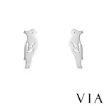 【VIA】白鋼耳釘 鸚鵡耳釘/動物系列 可愛小鸚鵡造型白鋼耳釘(鋼色)