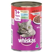 Whiskas Adult 1+ Years Wet Cat Food with Beef Mince Can 400g