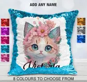 Cat Cushion Cover Sequin Throw Pillow Flip Sequins Personalised