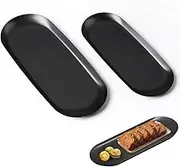 YZDZSW Oval Stainless Steel Tray, Exhibition Tray, Trinket Serving Tray Metal Oval Serving Tray Tea Fruit Trays for bathroom vanity cosmetics jewelry rack (black), YZDZSW-1057