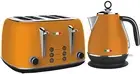 Vintage Electric Kettle and Toaster SET Combo Deal Stainless Steel Orange Mango
