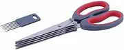 Avanti Herb Dicing 10 Blade Scissors with Cleaning Comb, Blue/Red