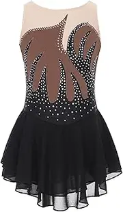 [Jugaoge] Girls Figure Skating Dress Shiny Rhinestone Mesh Ballet Dance Rhythmic Gymnastics Performance Dancewear