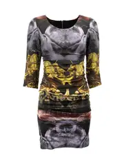 Graphic Printed Ruched Mini Dress