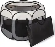 Uandhome Pet Puppy Playpen, Cabin Tent Crates Cage Indoor/Outdoor, Pop Up Kennel for Puppies, Cat, Rabbit, Chicks, Foldable Exercise Pen Tents House Playground (Grey, S, 1)