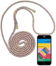 YuhooTech Mobile Phone Chain Case for iPhone 5 / 5S / SE (2016) - 4.0 Inch Display, Smartphone Necklace Case with Strap - Mobile Phone Case with Cord Neck Strap - Cord with Case for Hanging in Rainbow