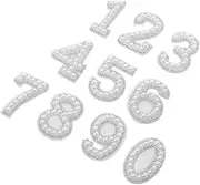 SHINEOFI DIY Fabric Number Appliques 10pcs Iron-on Number Stickers Set Imitation Pearl Rhinestone Patches for Phone Bag Hat Decor