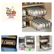 2-Tier Spice Rack Organizer, Pull Out Spice Rack for Cabinet, Height Adjustab...