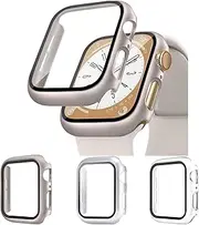3Pcs for Apple Watch Case 44mm 40mm 45mm 41mm Screen Protector,Hard PC Case with Tempered Glass Screen Protector for Apple Watch Series 9/8/SE/SE 2nd/7/6/5/4,iwatch Protective Face Cover Bumper