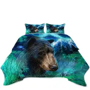 Nature Art Northern Lights Black Bear Coverlet