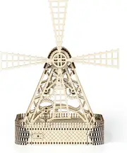 Cuteefun 3D Wooden Puzzle, Dutch Windmill Model with Music Box, Mechanical Model Kits for Adults for Building