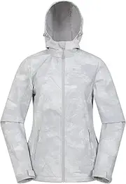 [Mountain Warehouse] Exodus Womens Printed Softshell - Water Resistant Rain Jacket, Windproof Ladies Soft Shell, Lightweight, Adjustable, Pockets - for Spring, Travelling