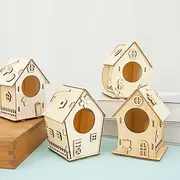 DJAPWPX-4Pcs DIY Birdhouse Kit, Wood Birdhouse Craft Kit, Inspire Creativity Birdhouse Making Kit, Develop Hands on Skills Doodle Birdhouse, Easy to Install DIY Paint Birdhouse for Kids