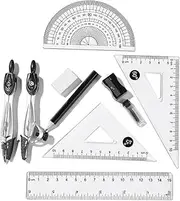 ccHuDE 10 Pcs Geometry Set Math Compasses Rulers Pencil Shapener Eraser Pencil Lead Refills Student Stationery Set for Drafting Drawing