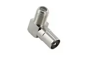 F-Type Female to PAL Male RF Aerial Antenna Plug Right Angle Connector Adaptor