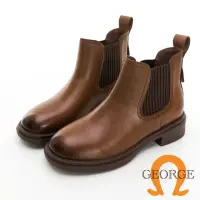 在飛比找momo購物網優惠-【GEORGE 喬治皮鞋】羊皮素面切爾西短靴-棕 33201