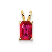 14K Yellow Gold 6x4mm Emerald Cut Ruby pendant