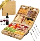 Large Bamboo Charcuterie Boards,Folding Cheese Board and Knife Set,Cheese Board