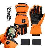 Rechargeable Heated Gloves | Snowboarding Gloves | Reflective Waterproof Windproof Touch Screen Rechargeable Heated Running Gloves for Climbing Motorcycling Riding