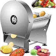 Commercial Vegetable Slicer, 10 inch Electric Cabbage Shredder Machine, 2-in-1 Manual Electric Onion Potato Slicing Machine, 0-10mm Thickness Adjustable, Stainless Steel Fruit Slicer Cutter