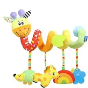 Stroller Activity Toy - Stuffed Giraffe Baby Stroller Toys with Squeaker | Sensory Activity, Portable Interactive Game for Ages 0-1 Kids