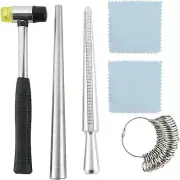 Ring Mandrel Sizer Tool with Metal Mandrel Finger Sizing Measuring Stick and Rin