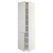 METOD high cabinet with shelves/2 doors, white/Lerhyttan light grey, 60x60x220 cm