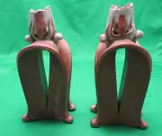 Studio Pottery 6 1/2" Candlesticks - Various shades of brown